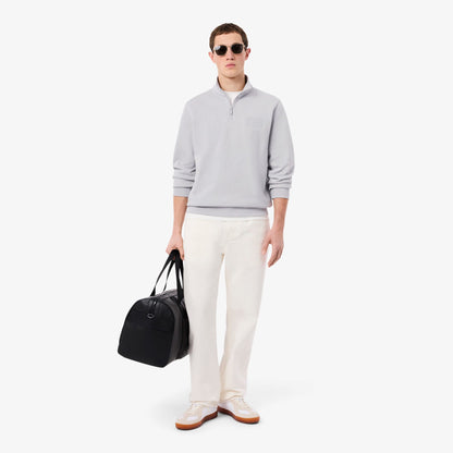 Lacoste Unisex Classic Fit Yarım Fermuarlı Gri Sweatshirt