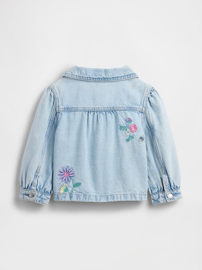 Açık Mavi Denim Işlemeli Chore Ceket
