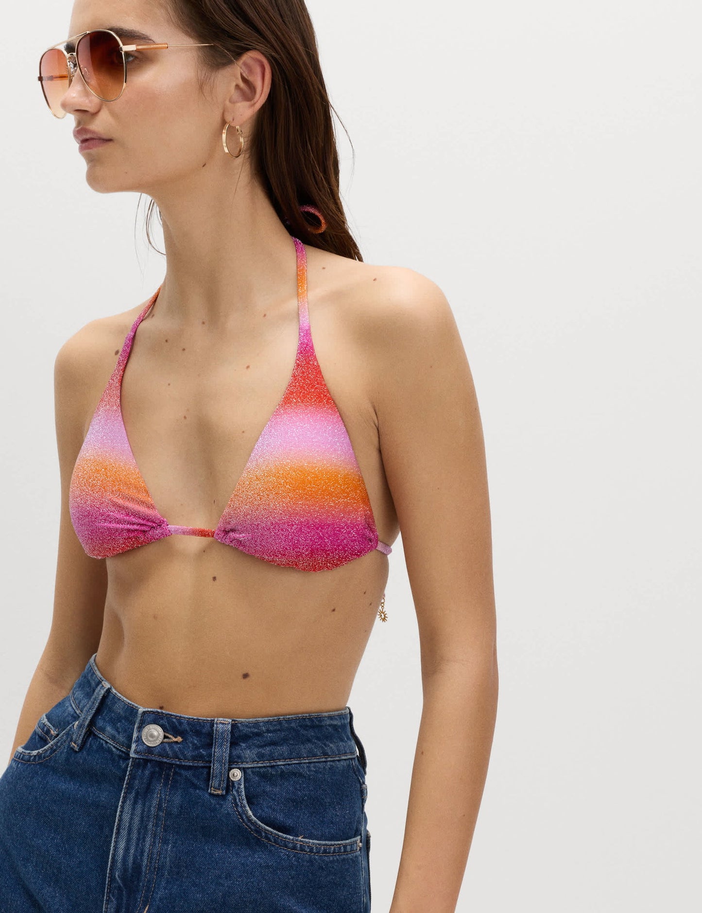 Boyundan Bağlamalı Üçgen Bikini Üstü