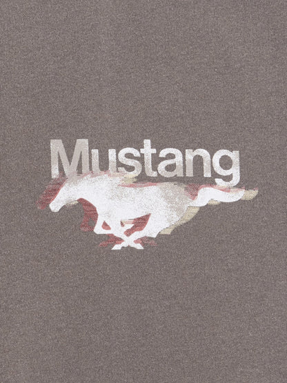 Gri Ford Mustang Heavyweight Crop Grafik T-shirt