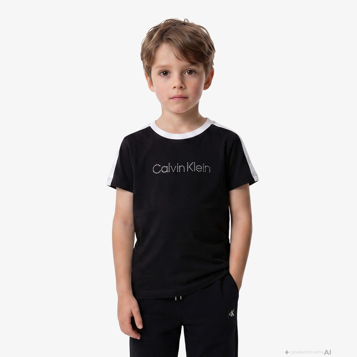 Calvin Klein Taping Çocuk Siyah T-shirt
