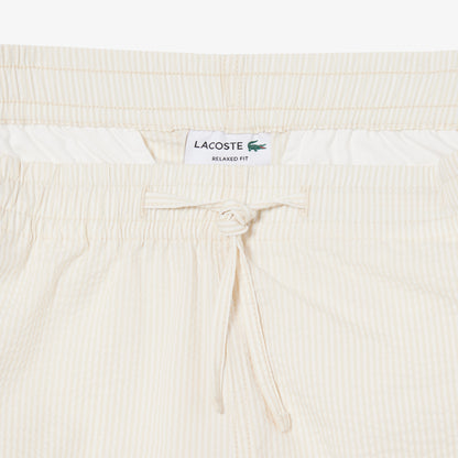 Lacoste Erkek Relaxed Fit Çizgili Beyaz Şort