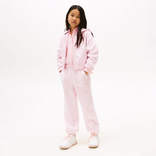 Tommy Hilfiger Textured Logo Çocuk Pembe Eşofman Altı