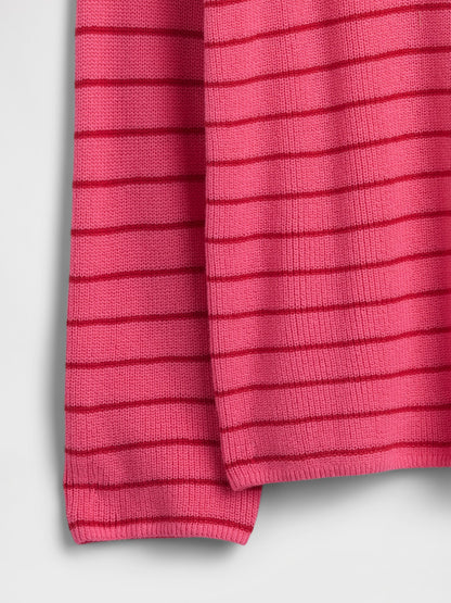 Pembe Çocuklar Oversized Çizgili Shaker Örgü Kazak