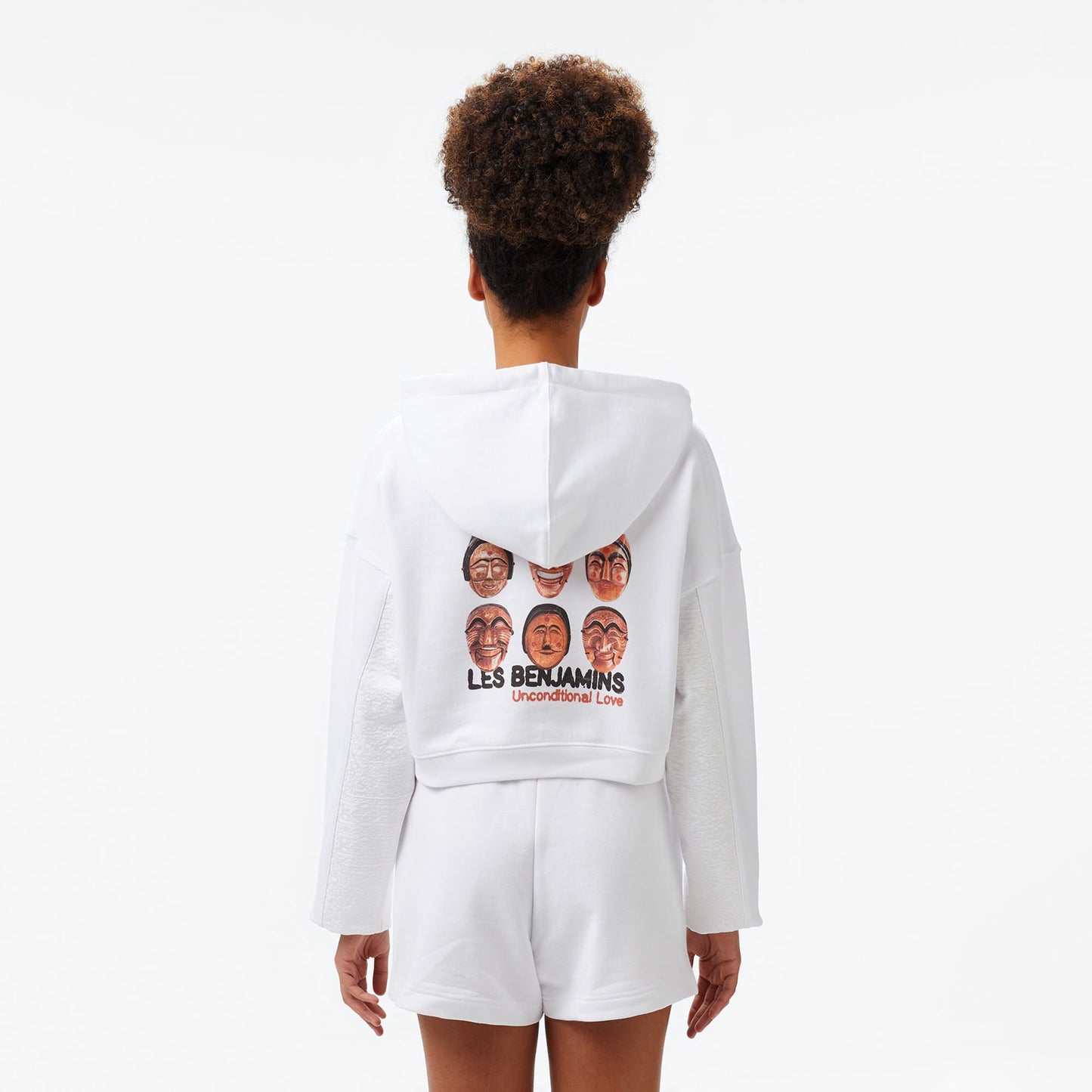 Les Benjamins Kadın Beyaz Crop Hoodie