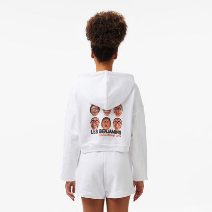 Les Benjamins Kadın Beyaz Crop Hoodie
