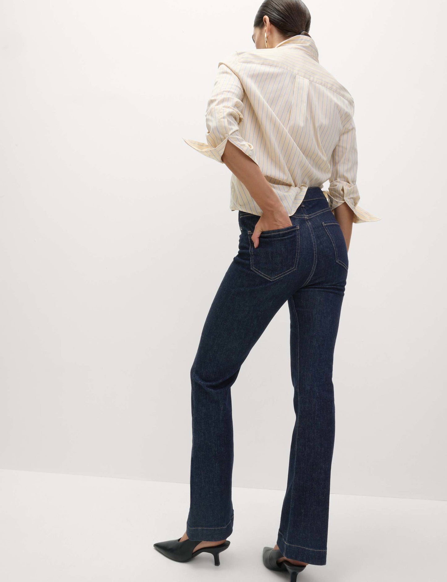 Yüksek Bel Slim Flare Jean Pantolon