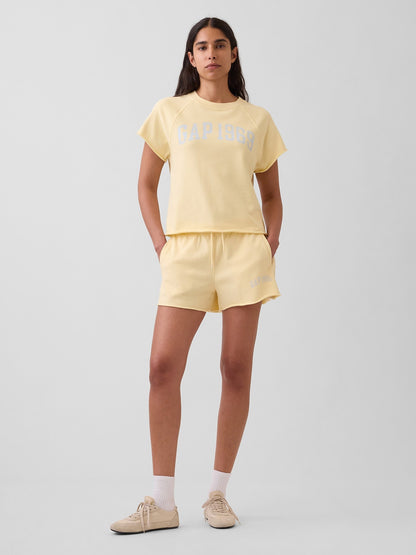 Sarı Relaxed Fransız Havlu Kumaş Grafik Baskılı T-shirt