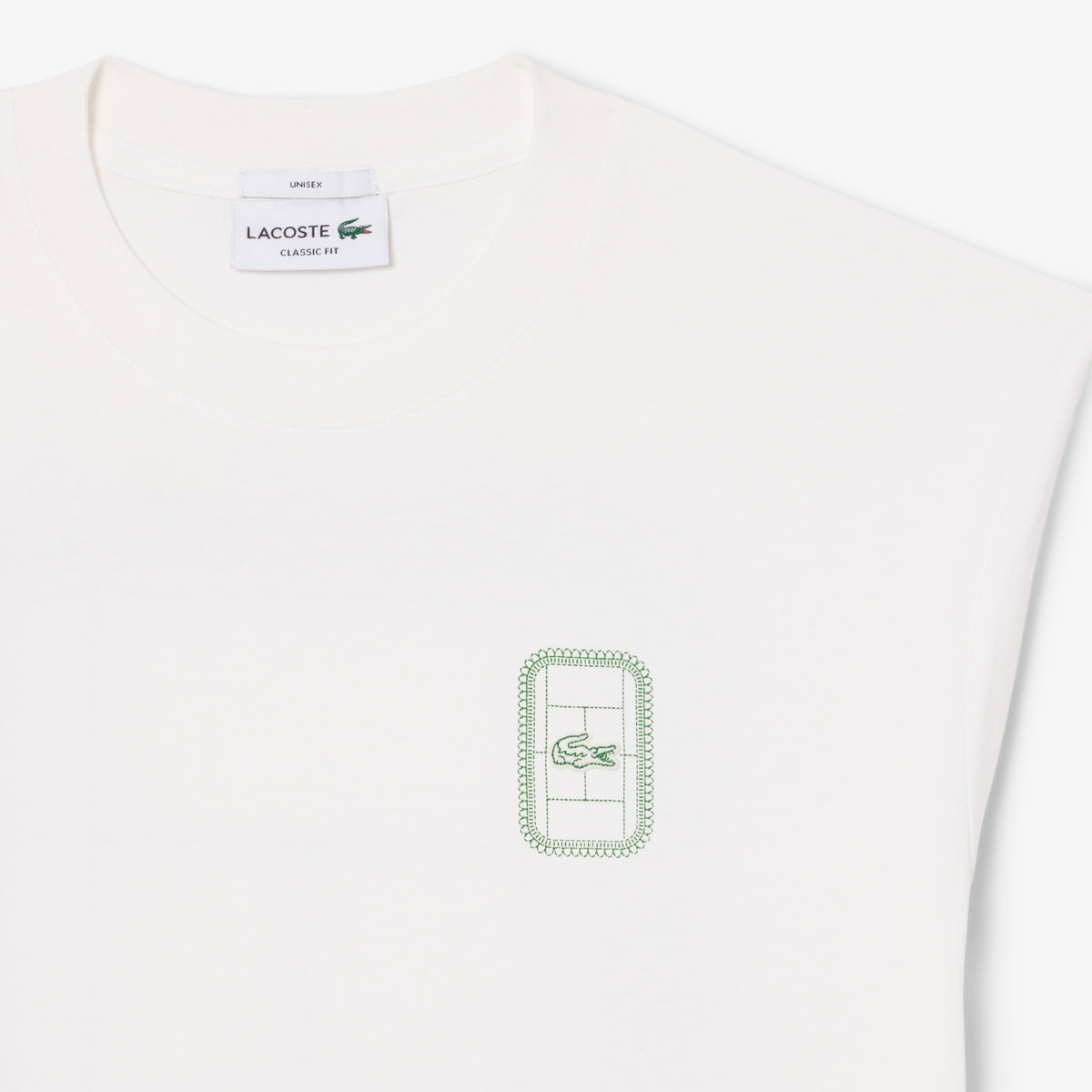 Lacoste Unisex Classic Fit Bisiklet Yaka Baskılı Beyaz T-shirt