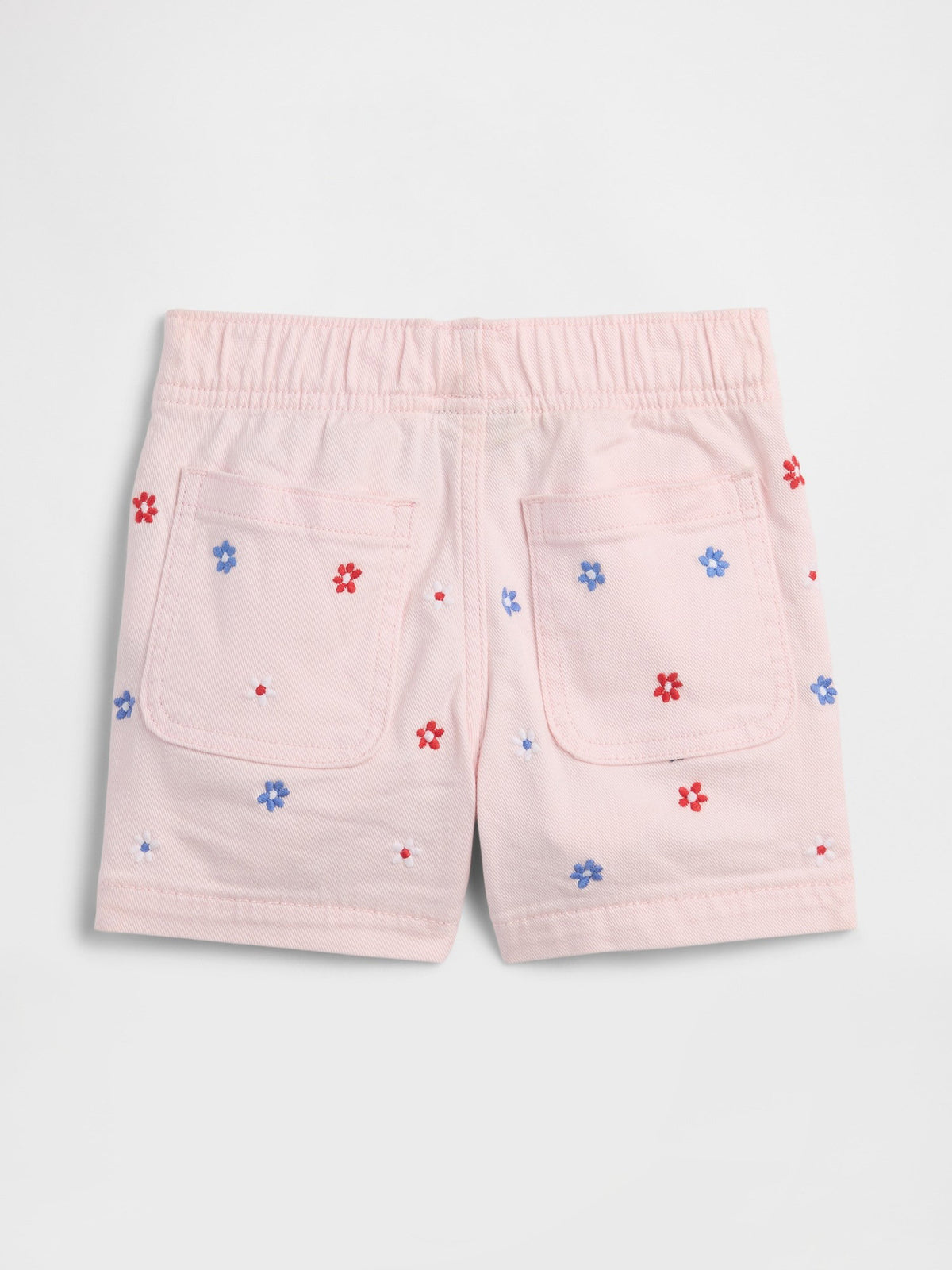 Açık Pembe Pull-on Işlemeli Mom Jean Şort