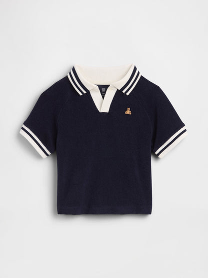 Lacivert Havlu Terry Polo T-shirt