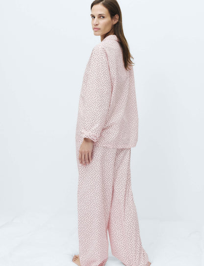M&s Saf Pamuklu Puantiyeli Pijama Seti
