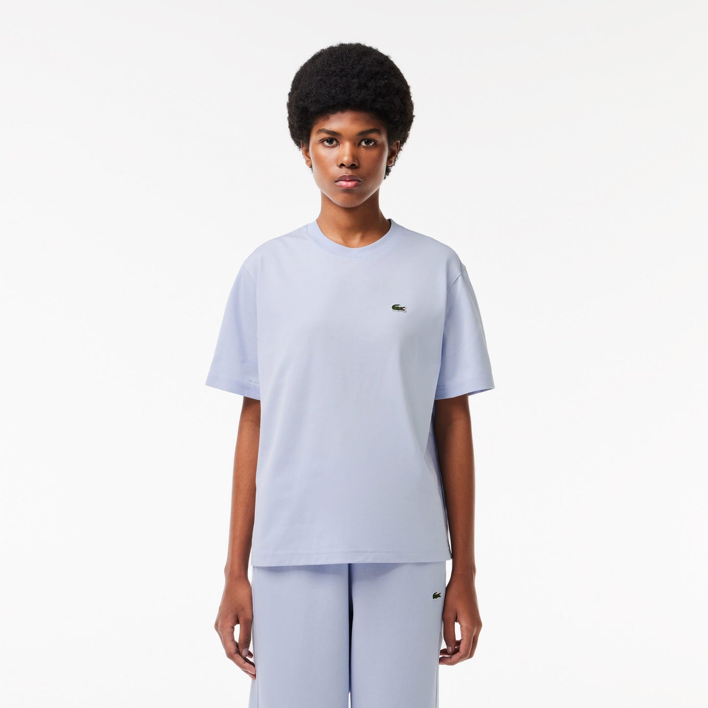 Lacoste Kadın Relaxed Fit Bisiklet Yaka Mavi T-shirt