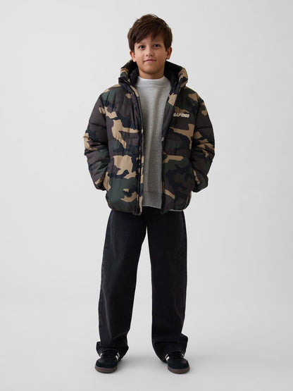 Kamuflaj Midweight Hooded Puffer Şişme Ceket