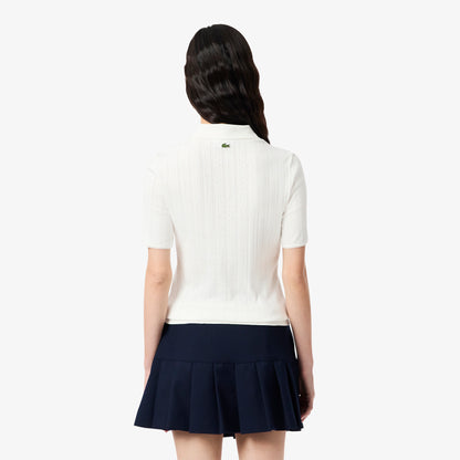 Lacoste L.12.d Kadın Slim Fit Organik Pamuk Beyaz Polo