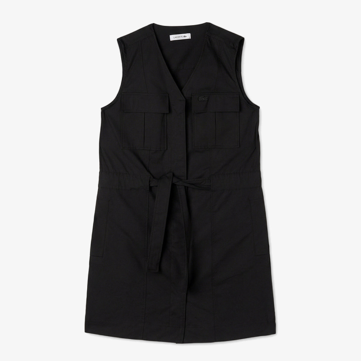 Lacoste Kadın Classic Fit Kolsuz V Yaka Siyah Elbise