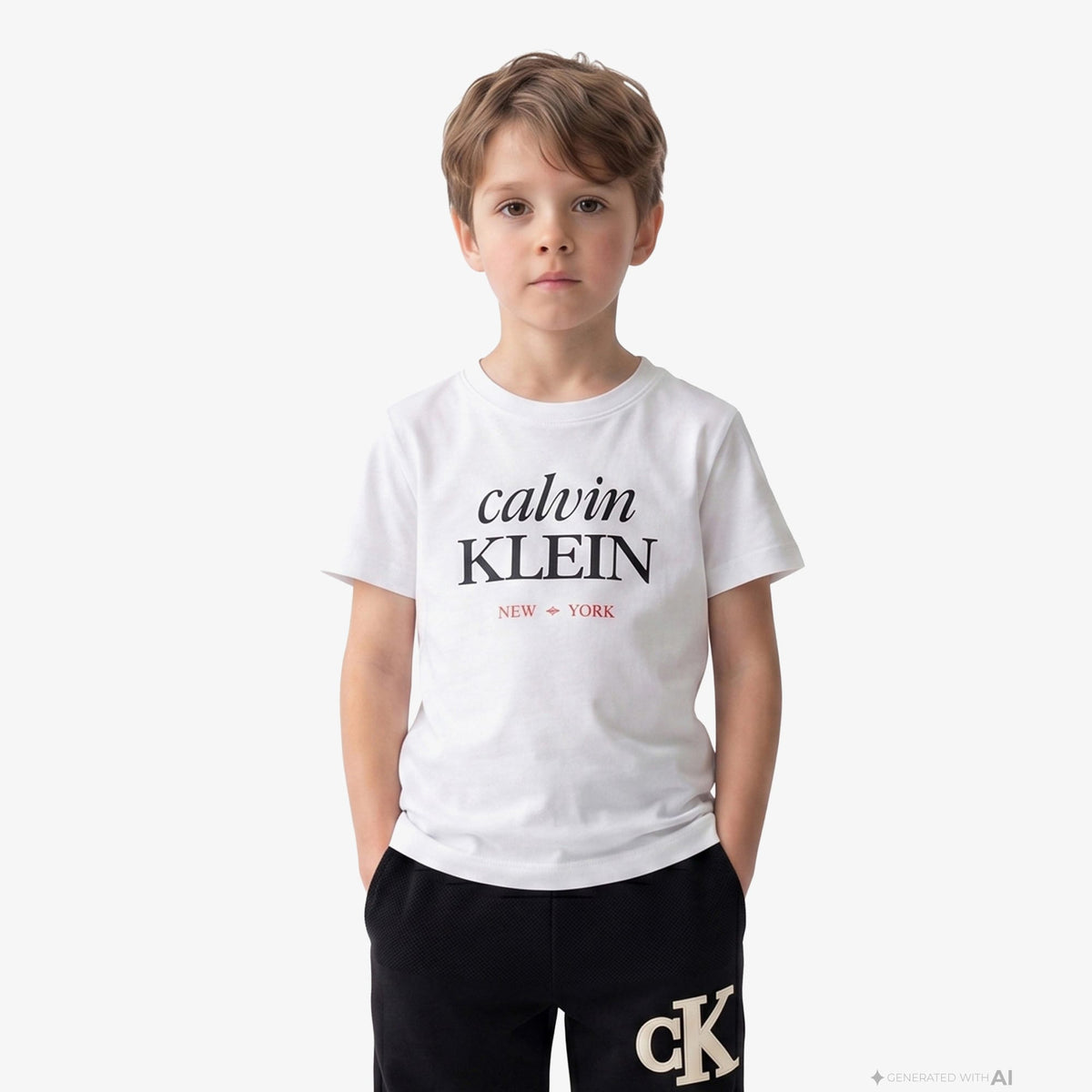 Calvin Klein Logo Çocuk Beyaz T-shirt