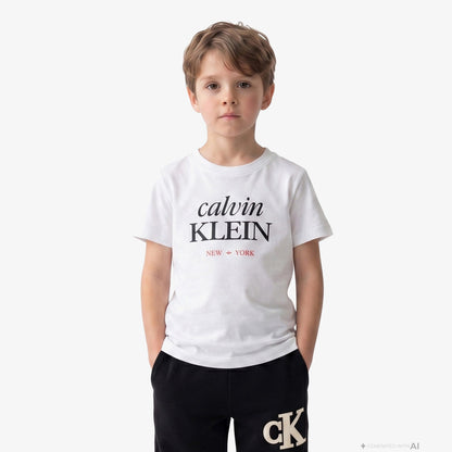 Calvin Klein Logo Çocuk Beyaz T-shirt