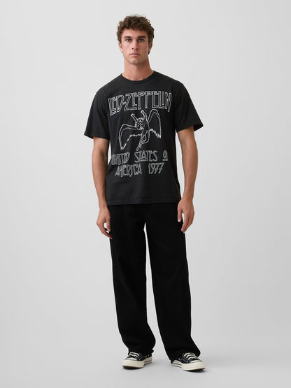 Siyah Led Zeppelin Relaxed Grafik Baskılı T-shirt