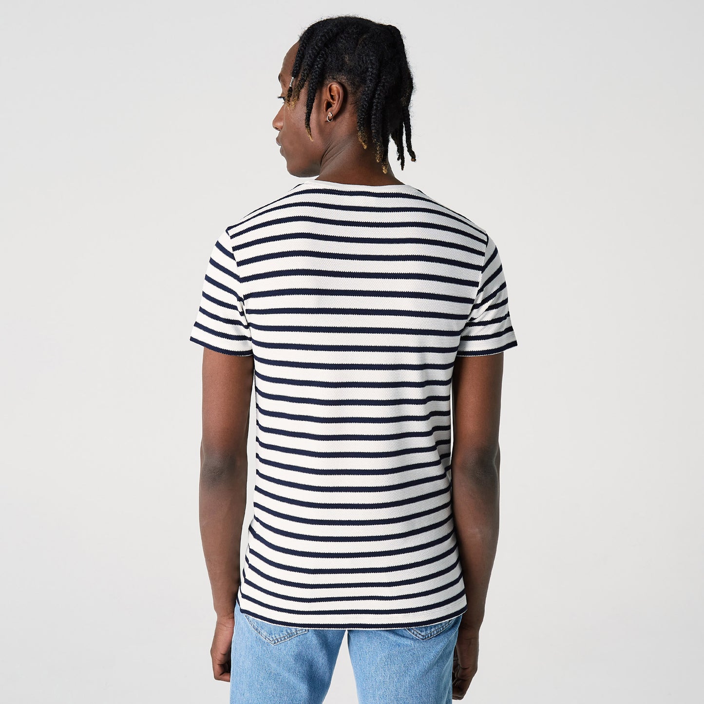 Lacoste Erkek Slim Fit Bisiklet Yaka Çizgili Beyaz T-shirt