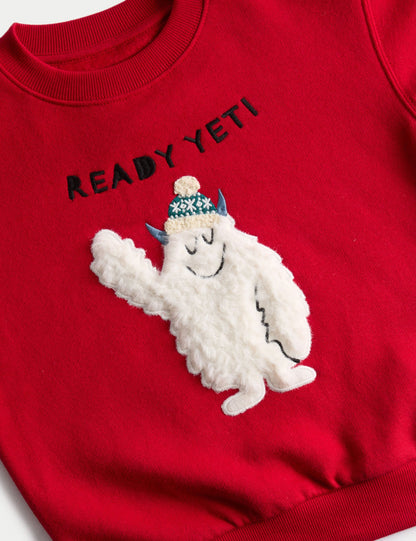 Yeti Baskılı Çocuk Yılbaşı Sweatshirt