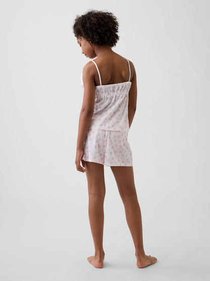 Açık Pembe Recycle Fırfır Askılı Şort Pijama Seti
