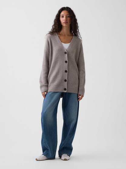 Açık Gri Cashsoft Oversized Triko Hırka