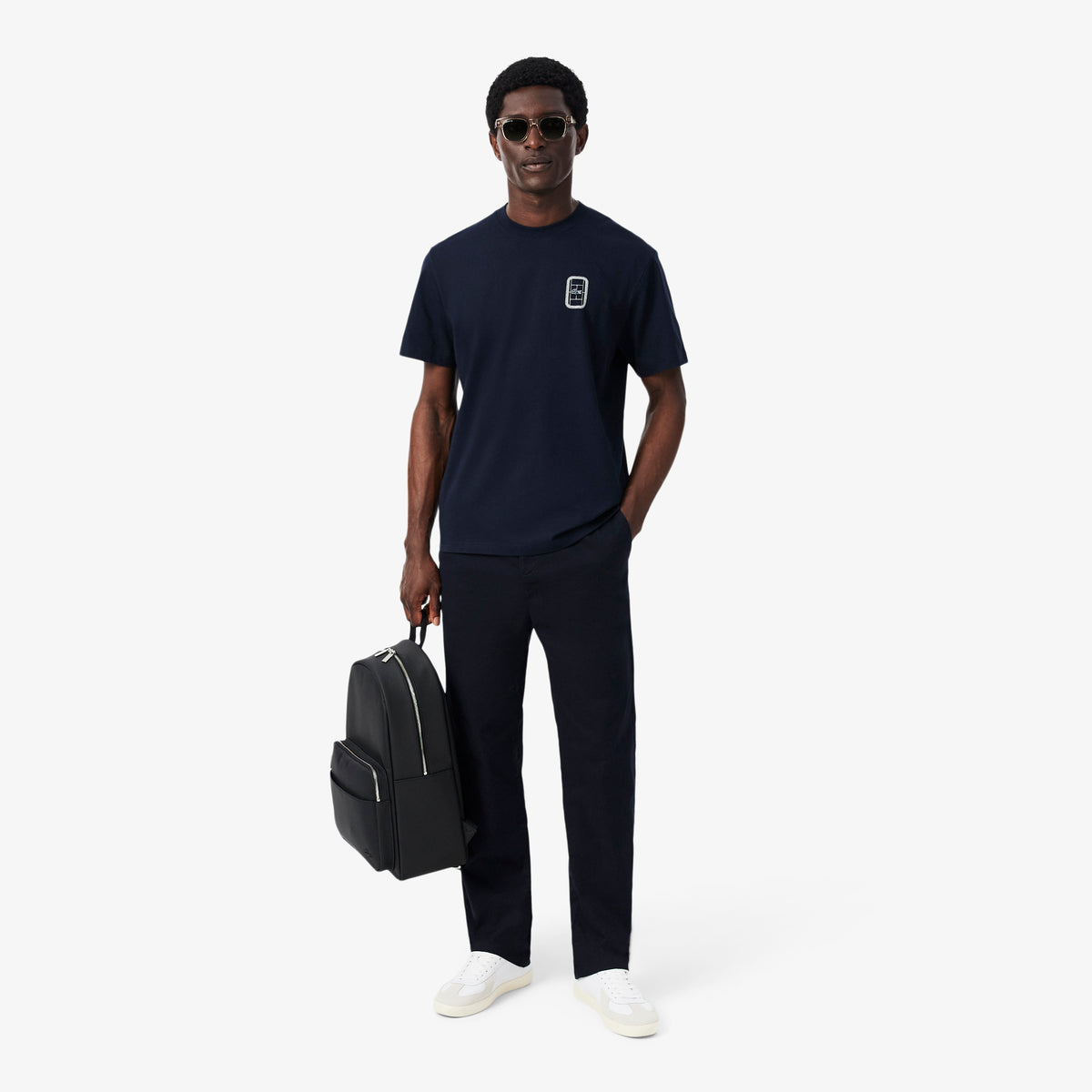 Lacoste Unisex Classic Fit Bisiklet Yaka Baskılı Lacivert T-shirt