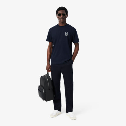 Lacoste Unisex Classic Fit Bisiklet Yaka Baskılı Lacivert T-shirt