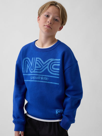 Kobalt Mavisi Relaxed Grafik Baskılı Sweatshirt