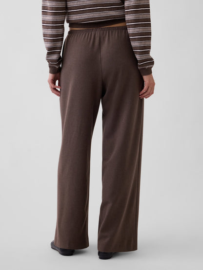 Kahverengi Brushed Twill Easy Wide-leg Pantolon