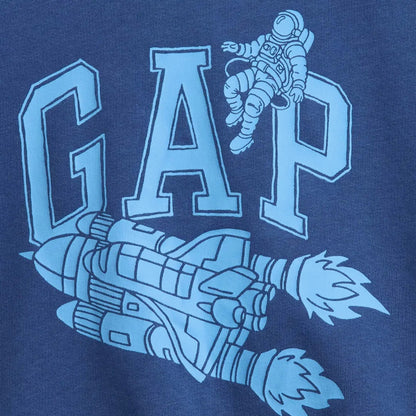Gap V-frch Ft Oversized Logo Crew Çocuk Mavi Sweatshirt