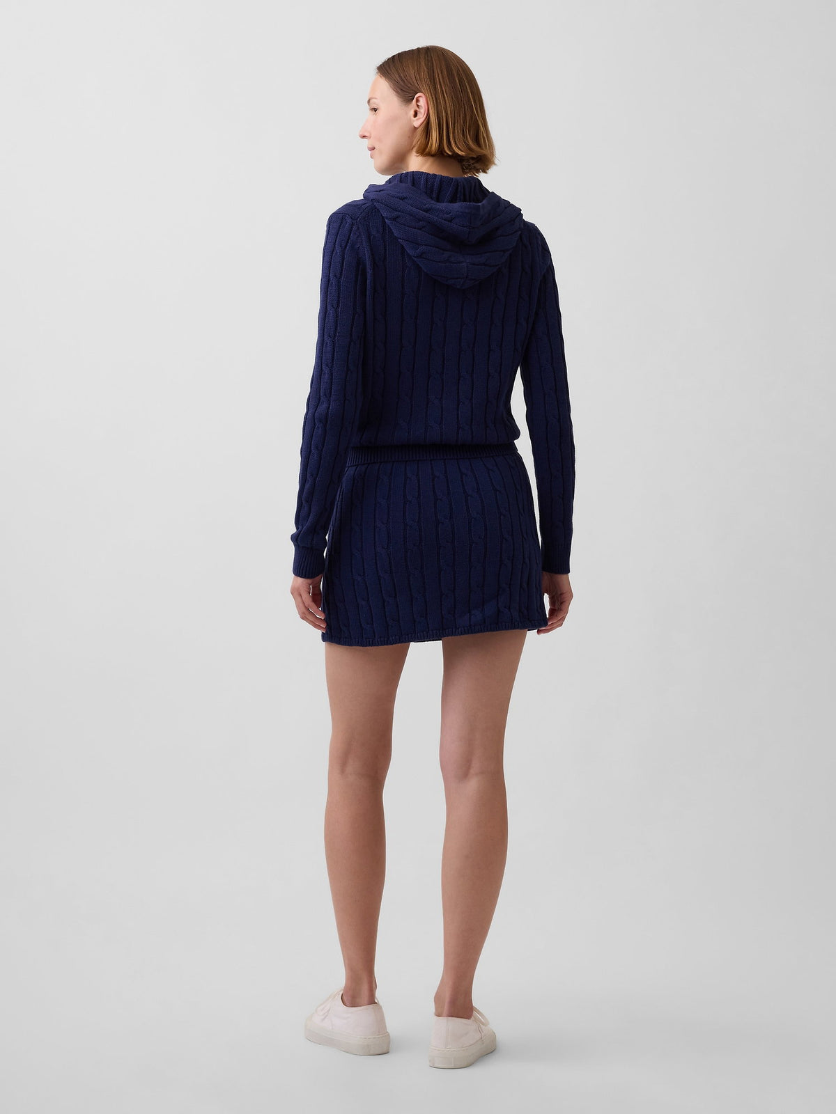 Lacivert 100% Pamuk Cable-knit Mini Şort