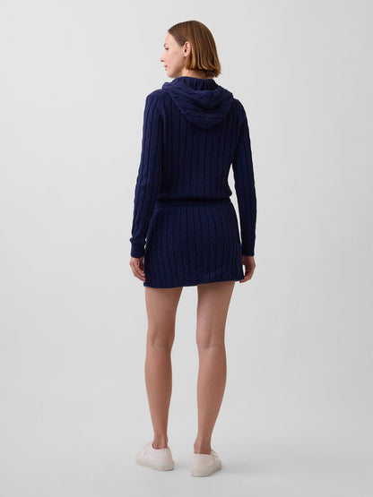 Lacivert 100% Pamuk Cable-knit Mini Şort
