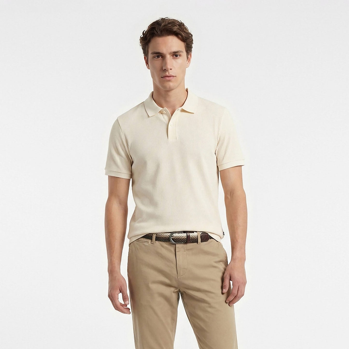 Nautica Erkek Krem Slim Fit Polo Yaka T-shirt