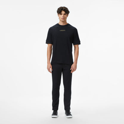 Lacoste Loose Fit Bisiklet Yaka Baskılı Erkek Siyah T-shirt
