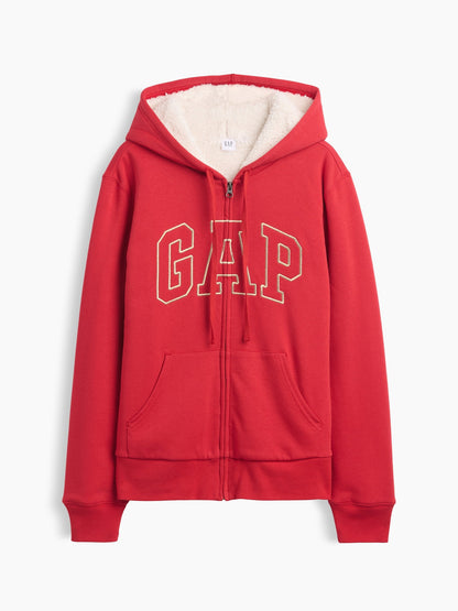 Kırmızı Relaxed Gap Logo Sherpa-astarlı Fermuarlı Sweatshirt