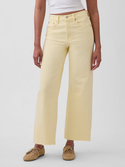 Sarı High Rise Stride Wide-leg Ankle Jean Pantolon