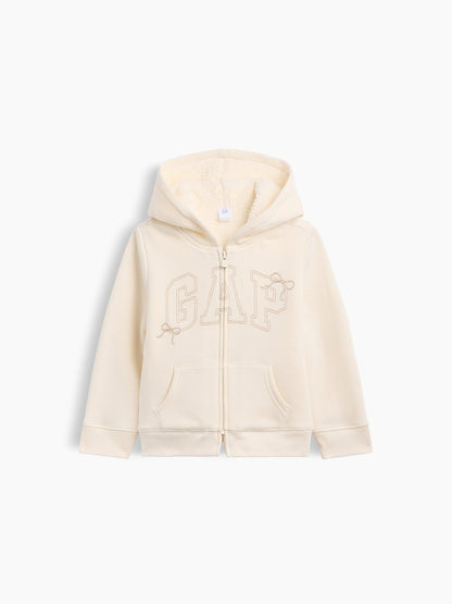 Lila Sherpa Astarlı Logo Fermuarlı Sweatshirt