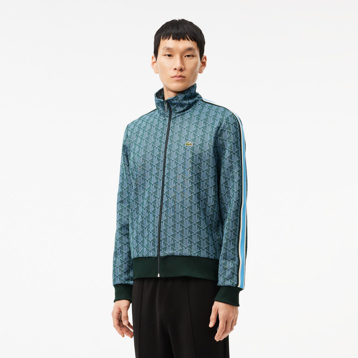 Lacoste Regular Fit Fermuarlı Monogram Erkek Yeşil Sweatshirt