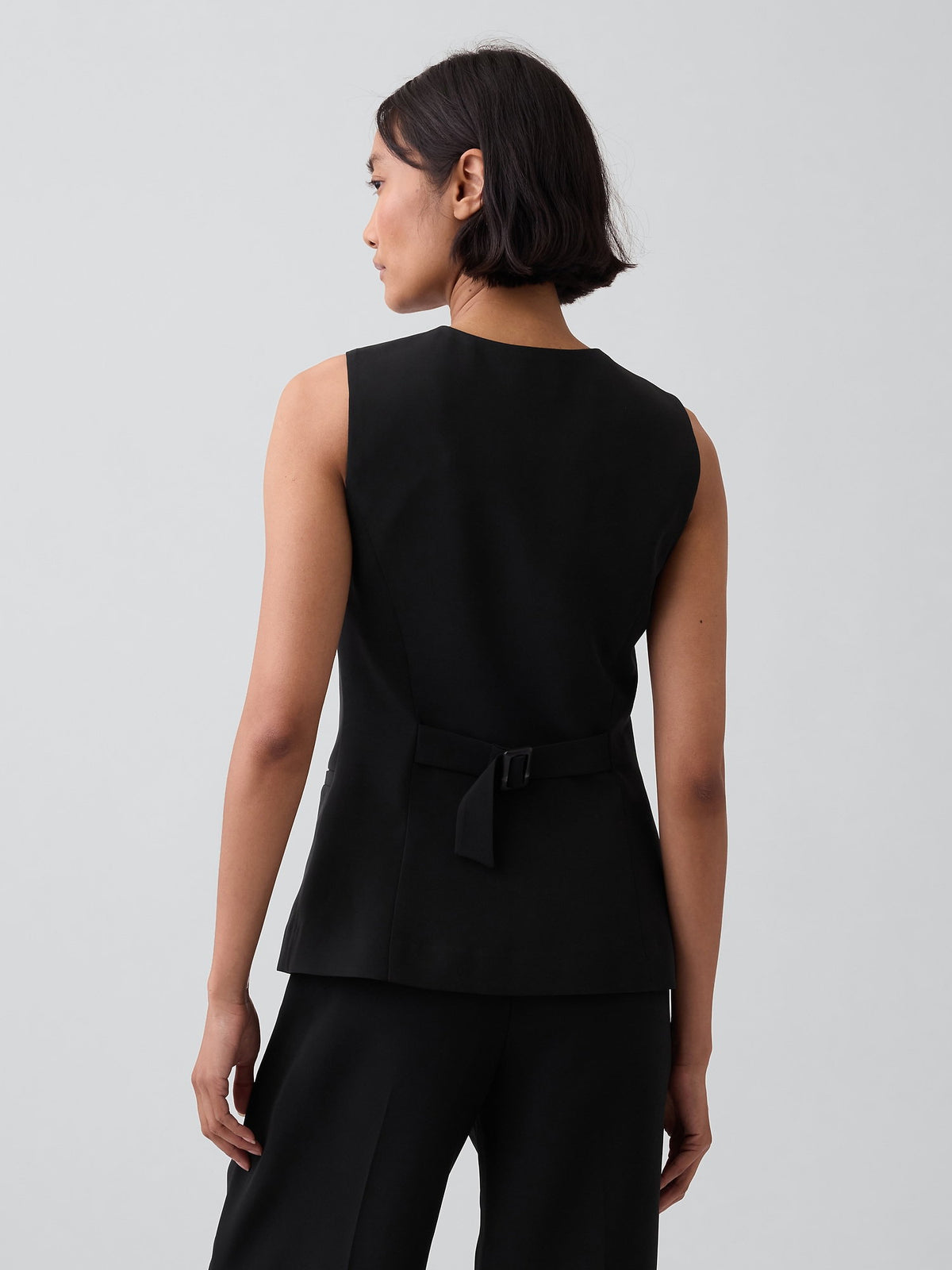 Siyah High-neck Longline Yelek