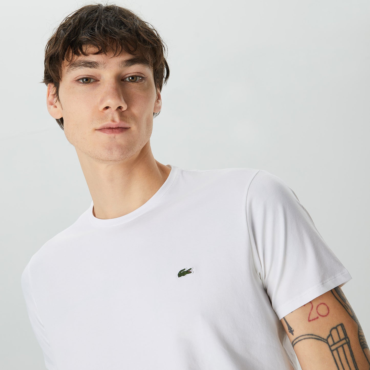 Lacoste Erkek Slim Fit Bisiklet Yaka Beyaz T-shirt