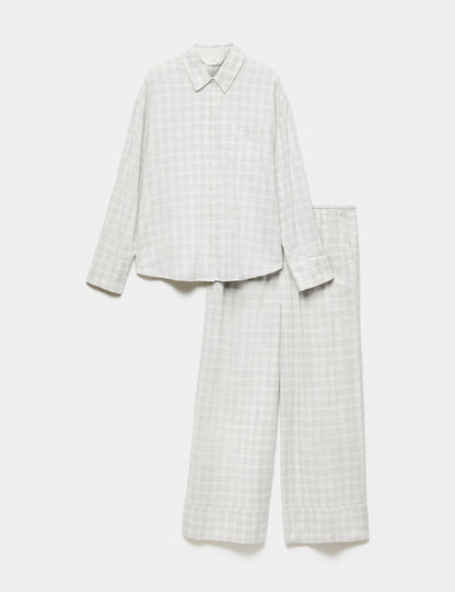 Ekose Desenli Pamuklu Pijama Takımı