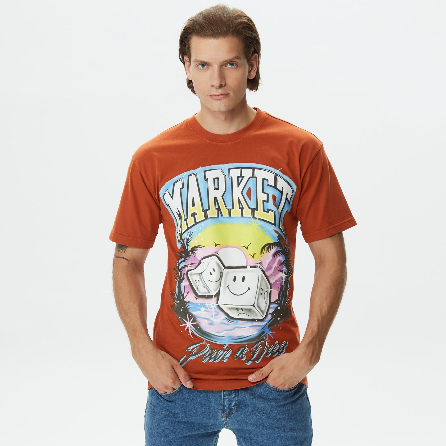 Market Smiley Pair Of Dice Erkek Turuncu T-shirt