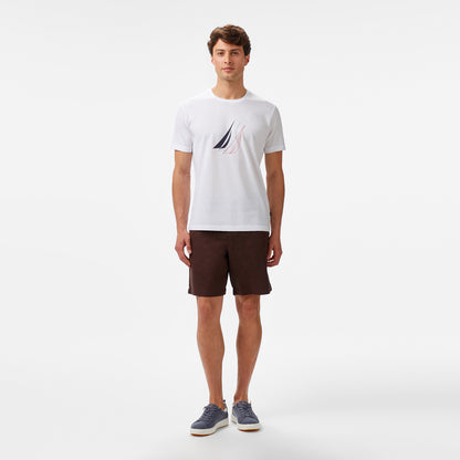Nautica Erkek Beyaz Regular Fit Baskılı T-shirt