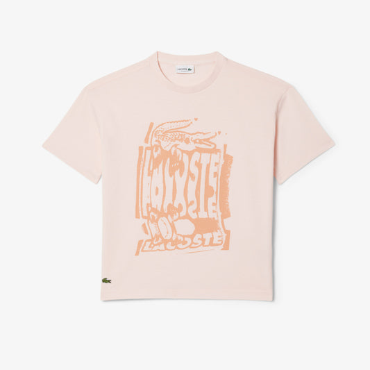 Lacoste Çocuk Bisiklet Yaka Baskılı Açık Pembe T-shirt