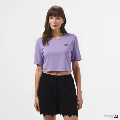 Vans W Style 76 Ii Crew Crop Ss Kadın Mor T-shirt