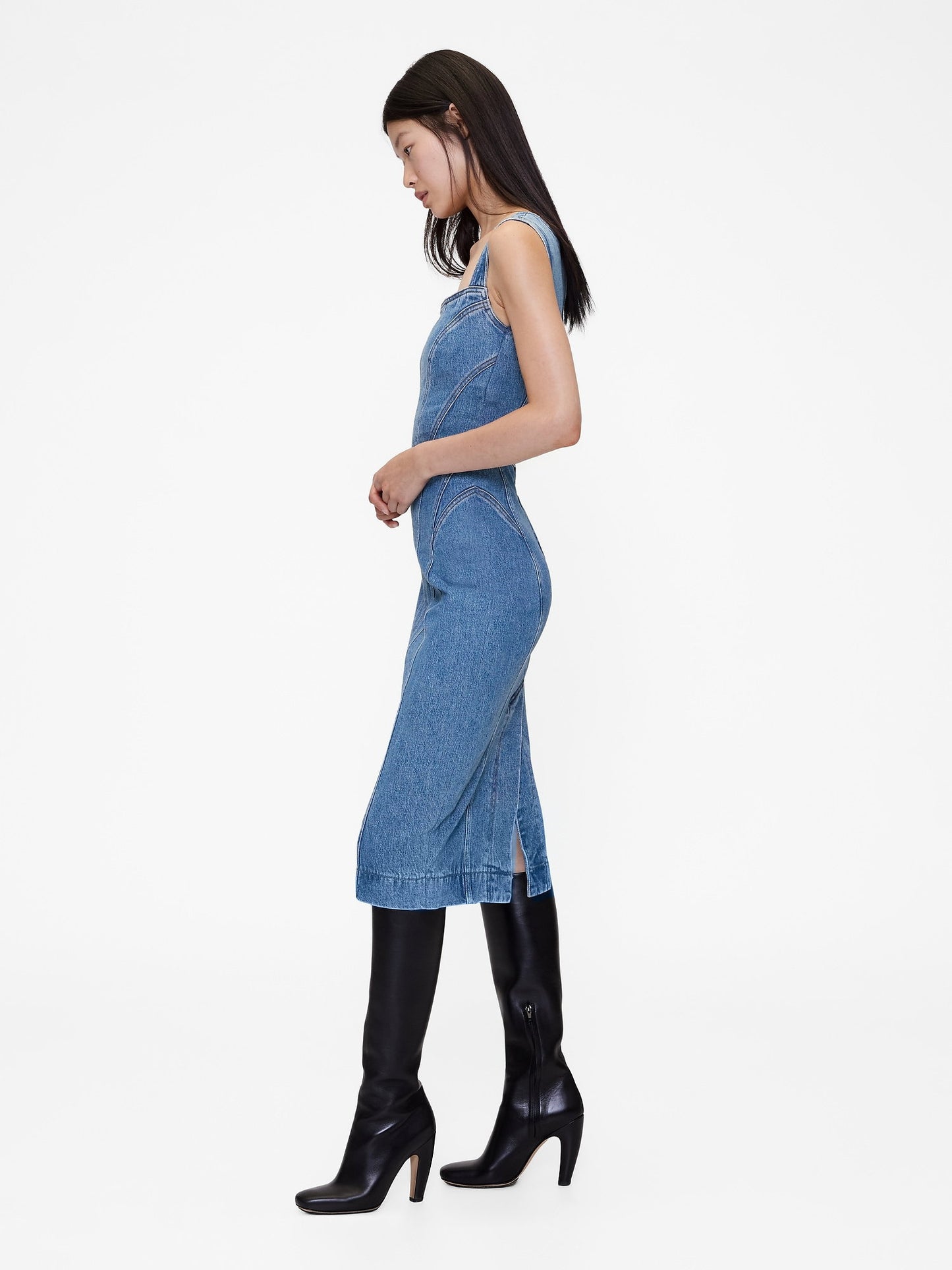 Açık Mavi Gapstudio Seamed Denim Midi Elbise