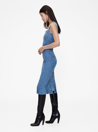 Açık Mavi Gapstudio Seamed Denim Midi Elbise