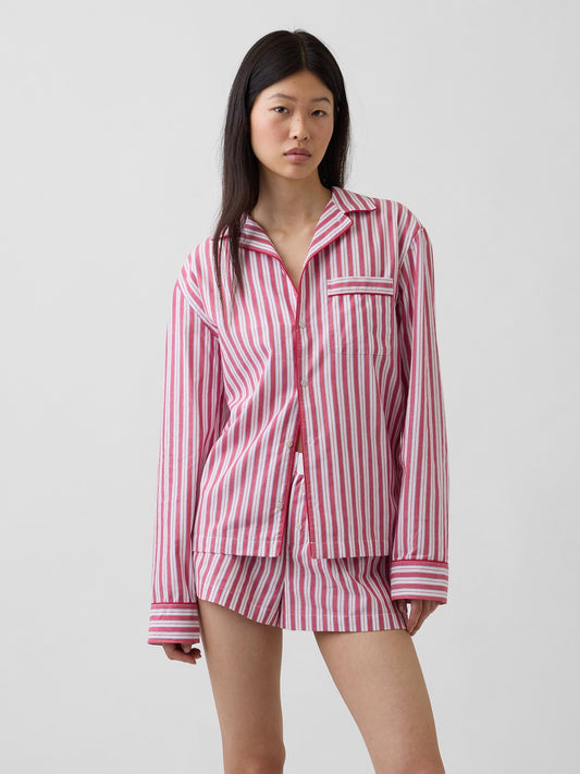Kırmızı Poplin Gömlek Pijama Üstü